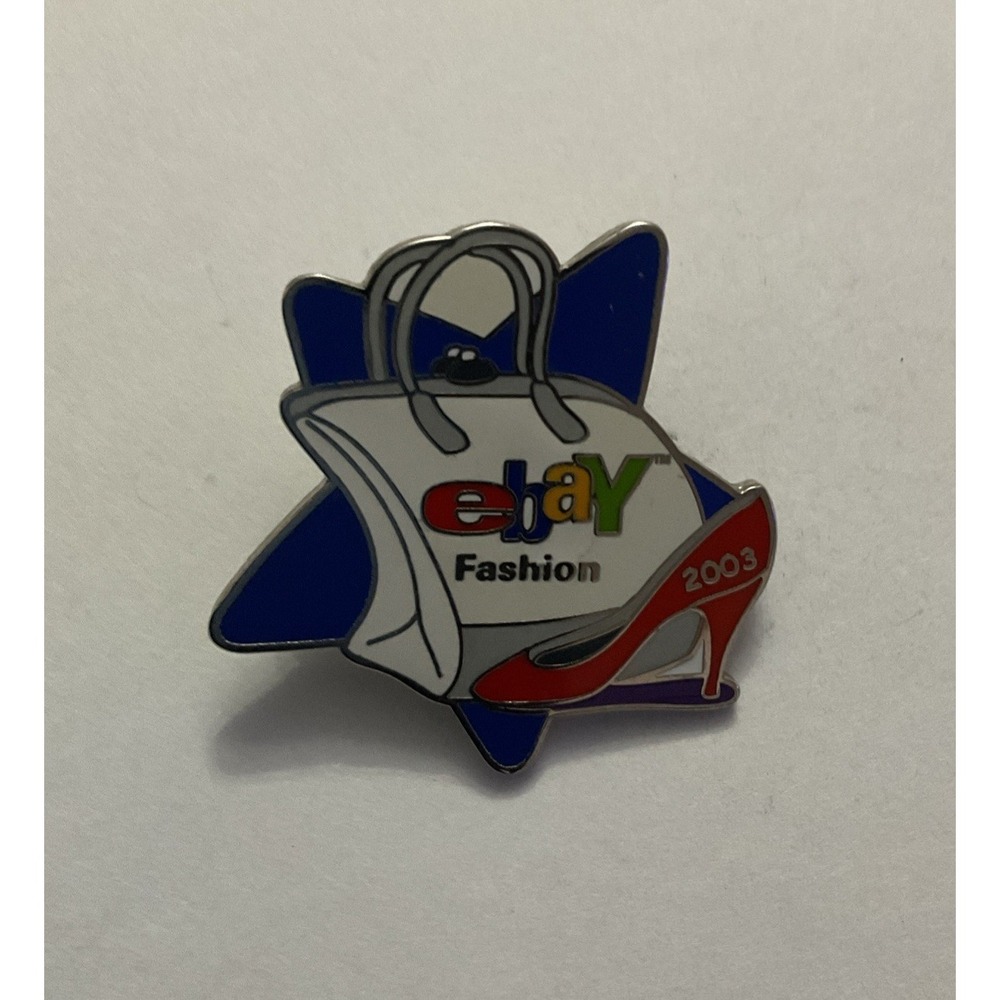 Ebay Live 2003 Fashion Purse High Heel Shoe Vintage Enamel Lapel Pin Blue Red